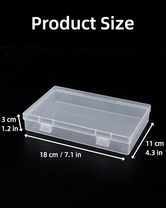 4 Pack Clear Plastic Storage Boxes with Lids, Organizer Containers 7.1x4.3x1.2 Inches for Small Parts, Crafts, Jewelry, Office Supplies