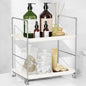 FSyueyun 2-Tier Bathroom Countertop Organizer, Tool-Less Installation Premium Plastics Makeup Shelf Organizer Perfume Skincare for Dresser Vanity Tray Organizers and Storage (Sliver)