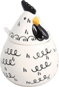 Ceramic Salt Cellar with Lid and Spoon,17oz Large Chicken Rooster Cookie Jar Salt Containers Holder for Countertop Spices,Cute Farmhouse Kitchen Decor,Spice Jar for Coffee,Sugar,Spices,Candies (#B)