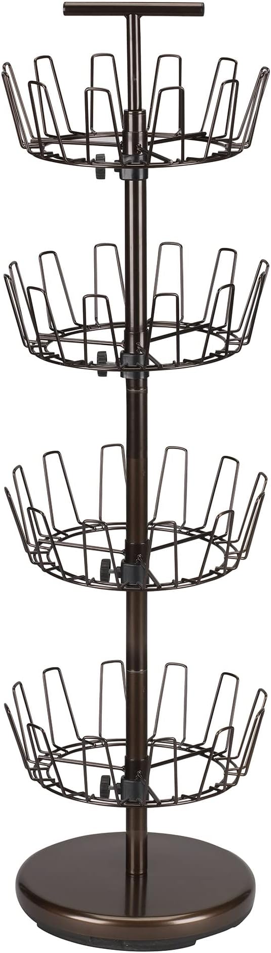 Household Essentials 2139-1 Metal Four-Tier Adjustable Revolving Shoe Rack | Holds up to 24 Pairs of Shoes | Antique Bronze Finish