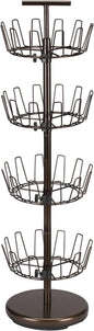 Household Essentials 2139-1 Metal Four-Tier Adjustable Revolving Shoe Rack | Holds up to 24 Pairs of Shoes | Antique Bronze Finish