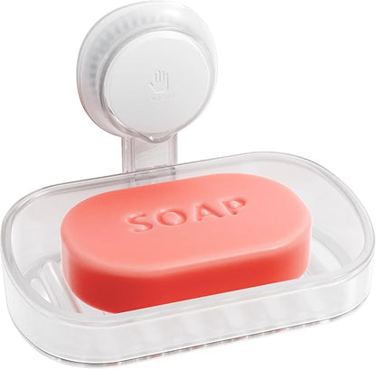TAILI Soap Holder Soap Dish for Shower, Suction Cup Soap Holder for Shower Wall, Bathroom Accessories, Removable Strong Hold Soap Saver, Drill Free, Clear