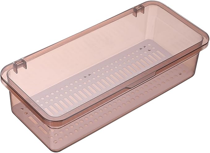 2PCS Silverware Organizer with Lid, Silverware Tray with Drainer Kitchen Cutlery Tray and Utensil Storage Container to Keeps Your Cutlery Organized (Pinkish)