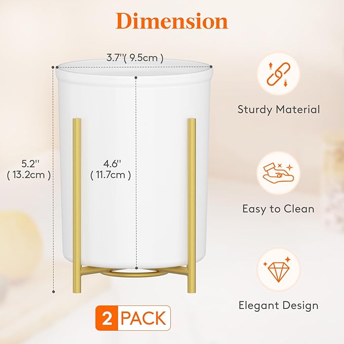 Lifewit Plastic Silverware Holder for Kitchen Countertop, Cutlery Flatware Caddy with Metal Bracket, Utensil Spoon Fork knives Organizer for Party Picnic, Gold, 2 Pack