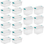 Sterilite 12 Pack 15-Quart & 6 Pack 25-Quart Storage Bins, Stackable Clear Plastic Totes w/ Latch Lids