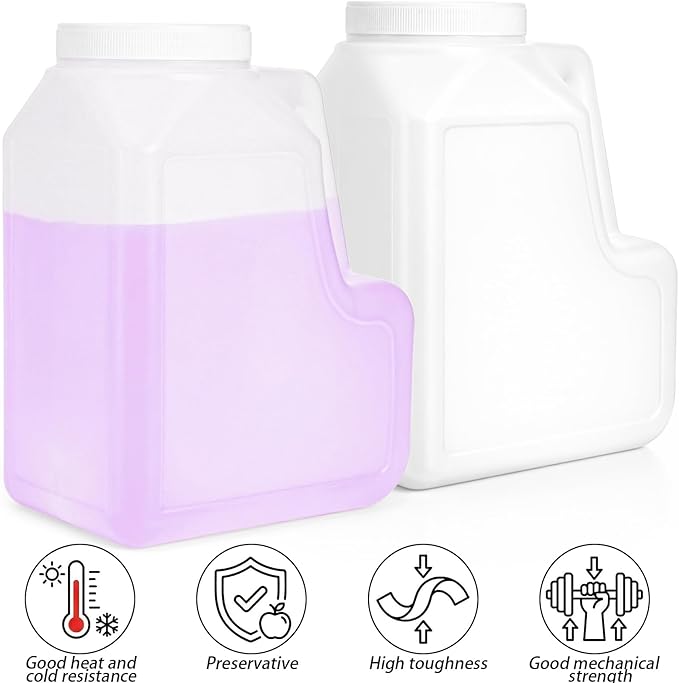Yesland 2 Pcs White Plastic Gallon Jar with Handle and Airtight Lid - Square Empty Storage Containers and Jugs - 1.25 Gallon Wide Mouth Bottles for Craft Supplies, Paint, Detergent Storage, Liquids
