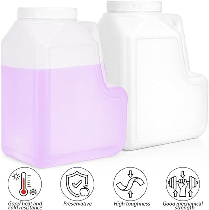 Yesland 2 Pcs White Plastic Gallon Jar with Handle and Airtight Lid - Square Empty Storage Containers and Jugs - 1.25 Gallon Wide Mouth Bottles for Craft Supplies, Paint, Detergent Storage, Liquids