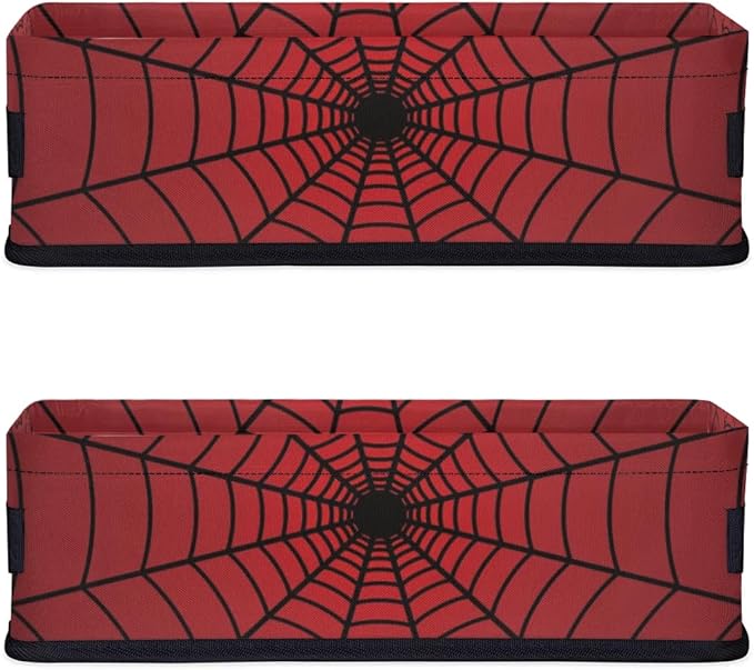 Spiders Web Red Small Bathroom Baskets for Toilet,Foldable Toilet Paper Tank Basket Organizer for Towels Storage Decorative Open Storage Bins for Home,Closet,Containers,Cabinet