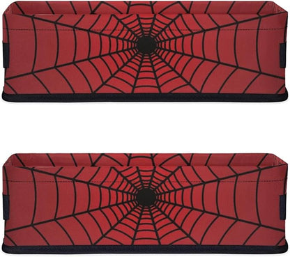 Spiders Web Red Small Bathroom Baskets for Toilet,Foldable Toilet Paper Tank Basket Organizer for Towels Storage Decorative Open Storage Bins for Home,Closet,Containers,Cabinet