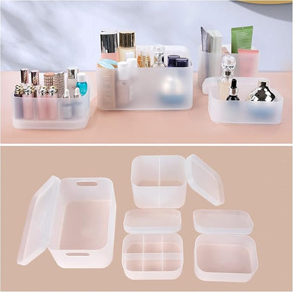 OCHEAL Makeup Organizer Case,Stackable Clear Makeup Organizer Holder, Multi-size Makeup Case Vanity Storage Holder Set for Makeup, Jewelry, toiletries,Makeup Artist Must Have