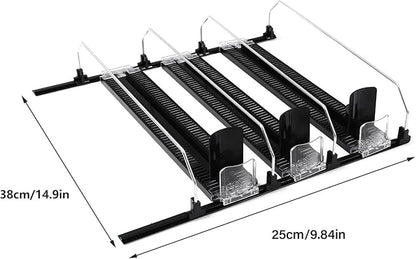 Fridge Drink Dispenser: Adjustable Width, Rainproof Design, Self Pushing Soda Can Organizer, Ideal for Soda and Beer, Black (3Pcs)