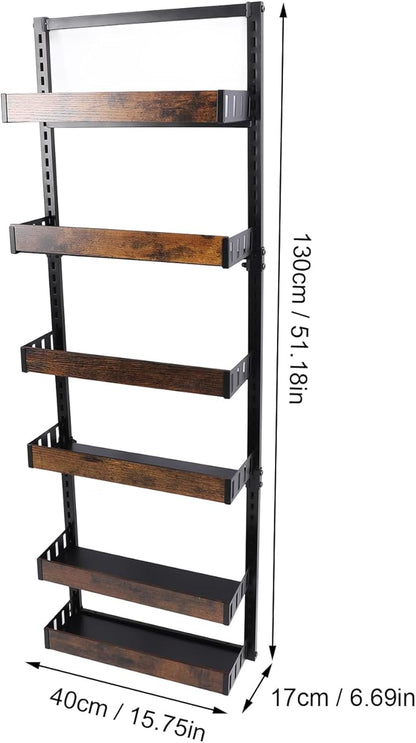 lyrlody 6 Tier Over The Door Pantry Organizer, Pantry Organization and Storage, Hanging Basket Wall Rack Shelves, Seasoning Shelves, Home Kitchen Bedroom Bathroom House Essentials