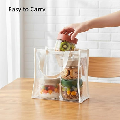 Cididu 8 Pack Overnight Oats Container with Lids, 10 Oz Clear Glass Yogurt Storage Jar, Leak Proof Empty Glass Candy Jar for Food Prep, Spice, Snacks, Jam, Beans, Cereal, Kitchen, Airtight