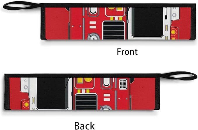 COEQINE Car Themes Travel Silverware Case Red Fire Truck Cartoon Flatware Organizer Case With Zipper Portable Handles Travel Frok Spoon Knife Case for Work