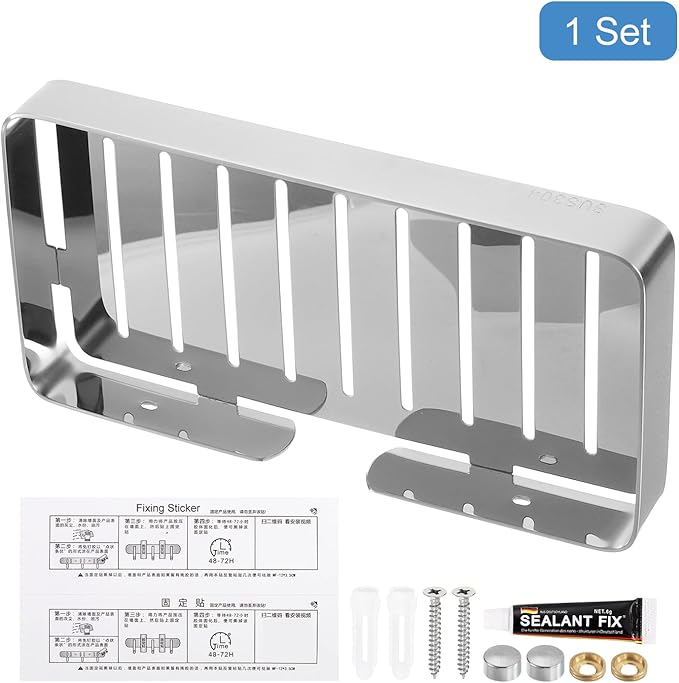 uxcell Soap Dish Holder, 304 Stainless Steel Soap Bar, Wall Mounted Soap Tray with Installation Kits, Soap Saver for Shower Wall Kitchen Counter (Silver)