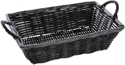 HUBERT Basket with Handles Black Wicker -8" L x 11" W x 3" H