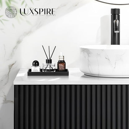 Luxspire Bathroom Vanity Tray - 2 Pack (7.9" x 4") Silicone Soap Dish for Kitchen Countertop, Bathroom Counter Tray for Soap Dispenser Perfume Jewelry Accessories, Matte Black