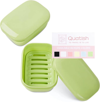 Quatish 2 Pack Travel Soap Container, Portable Soap Holder with Lid, Travel Bar Soap Holder, Soap Case for Camping Gym Travel, Soap Box for Bathroom,Green