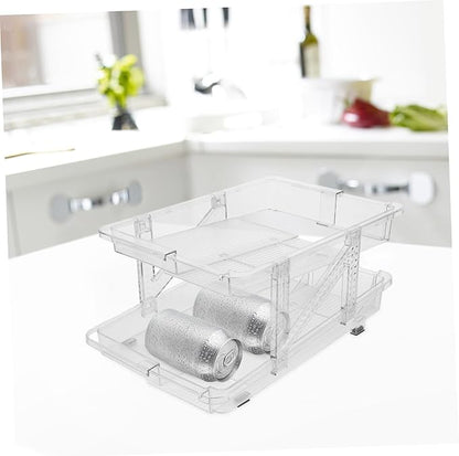 Zerodeko Soda Can Organizer for Refrigerator Transparent Double Rolling Beverage Dispenser Space-saving Storage Bin for Cans Easy Access and Automatic Dispensing for Kitchen and Pantry