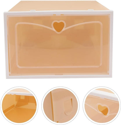 Toyvian 2Pcs Thickened Plastic Shoe Storage Box for Men Transparent Stackable Footwear Organizer with Reinforced Design and Easy to Clean Household Shoe Container