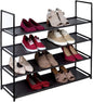 J&V TEXTILES Stackable Shoe Storage and Organizer Racks 4-Tier 6-Tier Over The Door or Stackable (Black 4-Tier)