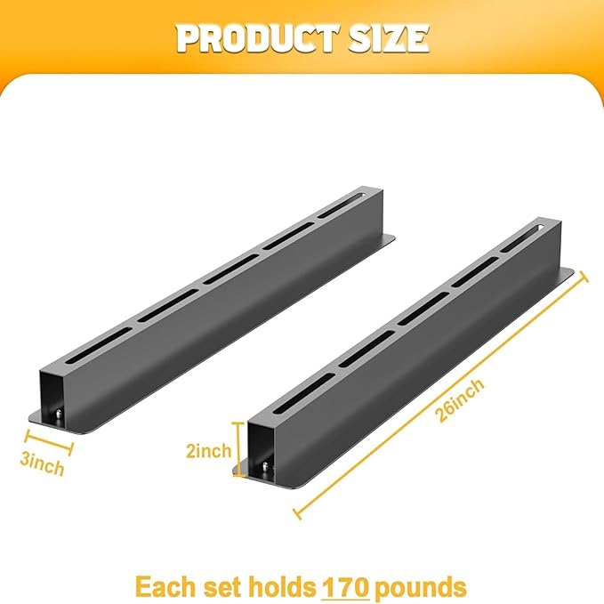 WALMANN Ceiling Tote Storage Rails, Heavy Duty Garage Ceiling Bin Storage Rack Adjustable Tote Slide Rail(6 Pack for 5 Bins, Bins Are Not Included)
