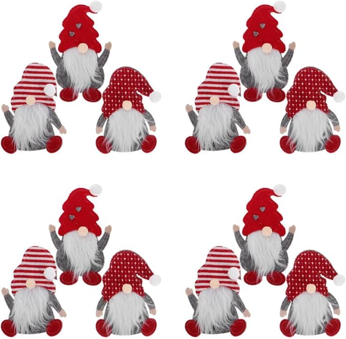 Luxshiny 12pcs Christmas Tableware Bags Gnome Cutlery Bags Xmas Cutlery Pouch Cover Holiday Table Flatware Pouches for Chopsticks Spoon Fork Christmas Table Decorations