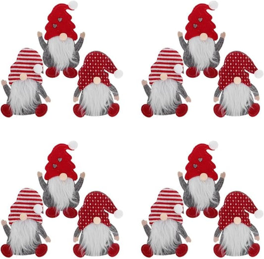Luxshiny 12pcs Christmas Tableware Bags Gnome Cutlery Bags Xmas Cutlery Pouch Cover Holiday Table Flatware Pouches for Chopsticks Spoon Fork Christmas Table Decorations