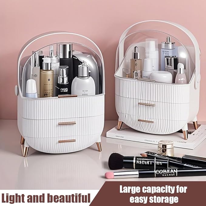 Makeup Organizer and Storage Skin Care Organizer for Vanity Large Cosmetics Skincare Oranizers with Lid and Drawers Display Cases for Countertop
