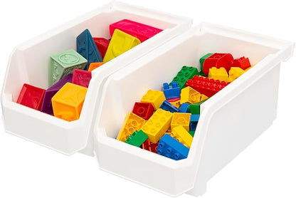 ReadySpace Large Plastic Containers for Organizing and Storage Bins for Closet, Kitchen, Office, or Pantry Organization, 14.75" x 8" x 7", 6-Pack, White, Large
