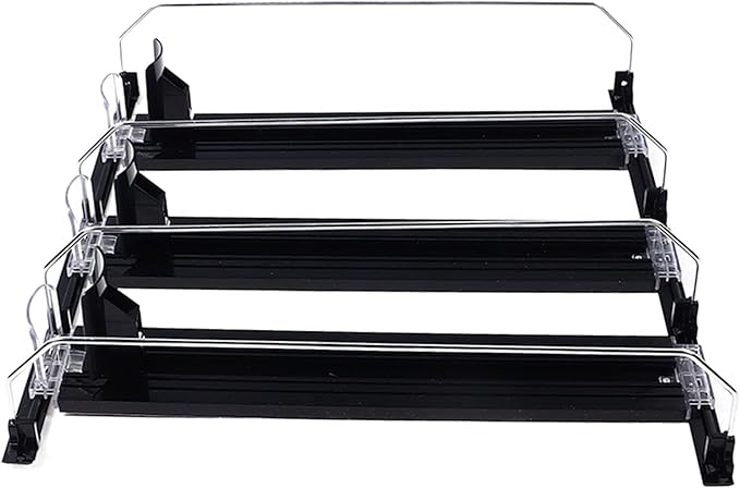 gernie Drink Organizer for Fridge, Self Pushing Soda Can Dispenser for Refrigerator, Width Adjustable Automatic Pusher Glide, Fridge Bottle Rack Drink Organizer, 16oz 20oz Soda, Black