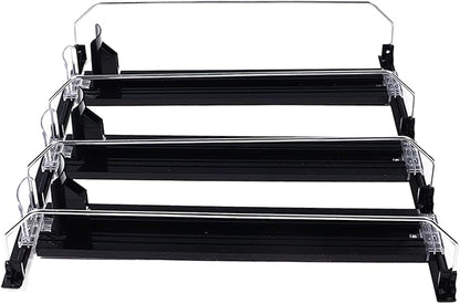 gernie Drink Organizer for Fridge, Self Pushing Soda Can Dispenser for Refrigerator, Width Adjustable Automatic Pusher Glide, Fridge Bottle Rack Drink Organizer, 16oz 20oz Soda, Black