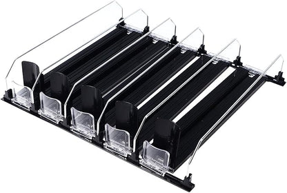 Refrigerator Drinks Organizer Spring Loaded Adjustable Push Rod Slide Rail Beverage Can Dispenser for Beer Drinks 38cm (Black)
