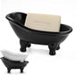 1piece 5.6" Black Ceramic Mini Bathtub Soap Dish Small Planter Makeup Organizer Container Hamster Bathtub (Black)
