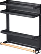 Magnetic Spice Rack Organizer Single Tier Refrigerator Spice Storage Shelf, Easy to Install The Side of The Refrigerator Can Hold spices, Jar of Olive Oil (Black L)