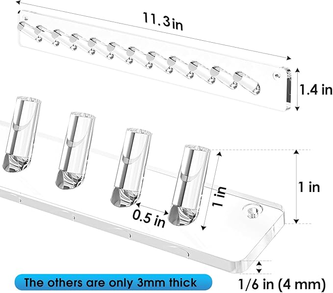 MaxGear Necklace Holder Wall 2-Pack, Clear Acrylic Jewelry Organizer with 24 Hooks, Tangle-Free Display for Necklace, Bangles, Ring, Bracelet Storage, Perfect for Bathroom, Vanity, Closet Door