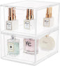 Yieach 2 Pack Stackable Makeup Organizer - 4.5'' Tall Acrylic Cosmetic Display Case - Clear Plastic Storage Bins For Vanity, Under Cabinets, Pantry Organization