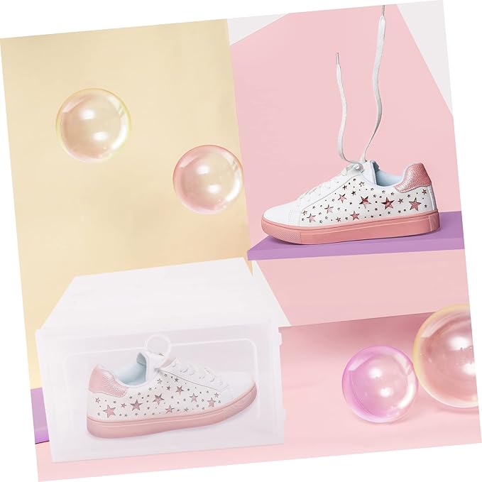 2pcs Thicken Shoes Storage Box Stackable Shoe Organizer for Closet Entryway and under Bed White