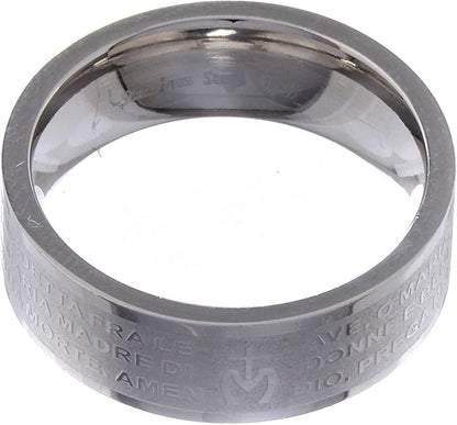 Hail Mary Prayer Ring in Italian - Stainless Steel LUX, 22 mm (0.87 inc.) - UK Y