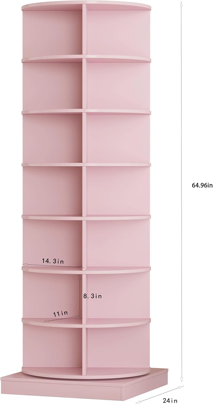 Rotating Shoe Rack Tower, 360-Degree Circular Storage Organizer for Shoes and Handbags, Vertical Space-Saving Cabinet for Entrance Hall, Independent Rotating Shoe Shelf（B-Pink）