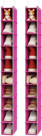 MAX Houser 2 Pack 10-Shelf Hanging Shoe Shelf Organizer, Hanging Shoe Storage for Closet, Slim Hanging Closet Organizer,10-Tier Narrow Hanging Storage Shelves or Baby Closet Room-Pink