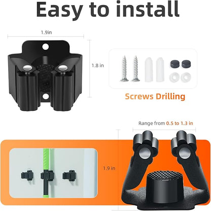 5 PCS Broom Holder Wall Mount, Upgraded Heavy Duty Mop and Broom Holder Wall Mount, Stainless Steel Broom Hanger Mop Holder Rack for Kitchen Laundry Garden Tool Organizer