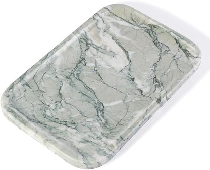 Karibiber Vanity Tray, Marble Bathroom Tray Countertop, Decorative Dresser Organizer, Green Stone for Perfume Jewelry Holder Storage for Kitchen Sink(Light Green)