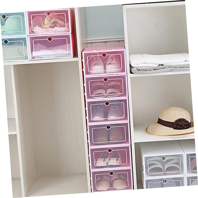 Holibanna Shoe Containers 6pcs Set Thicken Storage Boxes Clear Plastic Stackable for Shoes Closet Bedroom