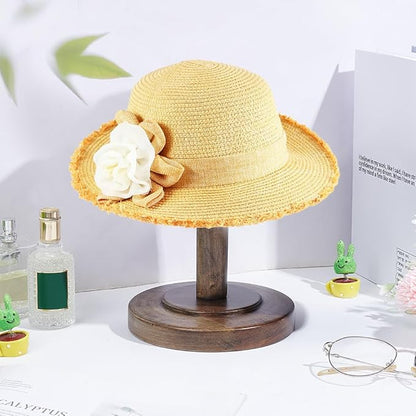 1 Pcs Table Hat Stand, Wooden Hat Stand Holder Vintage Brown Hat Rack Wig Display Rack Helmet Organizer Storage for Home