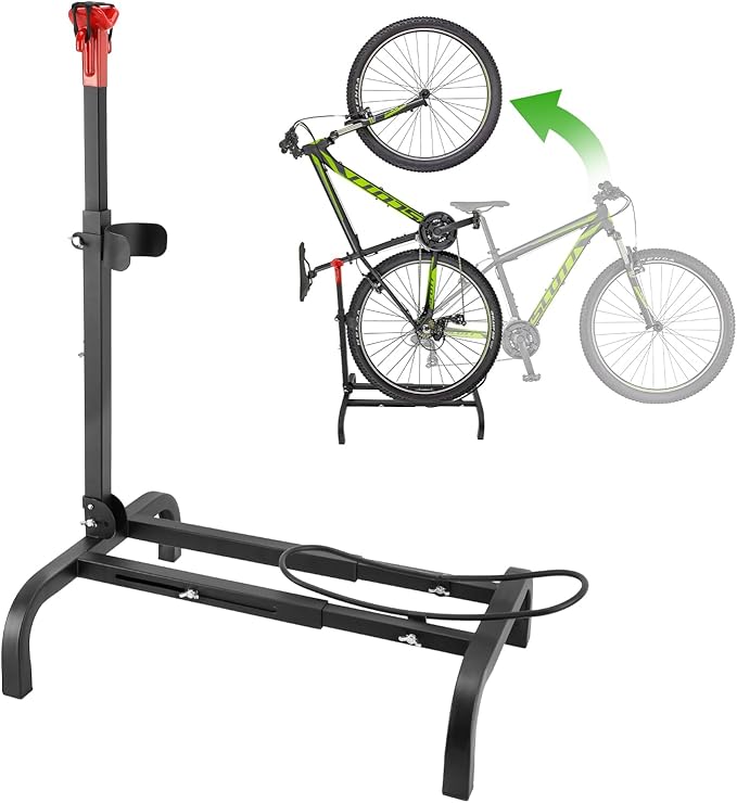 Vertical Bike Stand,Freestanding Space-Saving Bike Rack with Adjustable Height,The Original Vertical Bicycle Floor Stand for Garage Storage, Indoor and Outdoor-Safe & Secure Bike Storage Rack