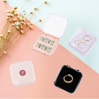 LOGJAM 16 Press On Nail Packaging Boxes, 3 Inch Acrylic Fake Nail Storage Display Case Containers with 72 Adhesive Nail Tapes for Nail Salon Supplies Nail Art