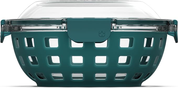 Ello Duraglass Meal Prep Container- Glass Food Storage Container with Silicone Sleeve and Airtight BPA-Free Plastic Lid, Dishwasher, Microwave, and Freezer Safe