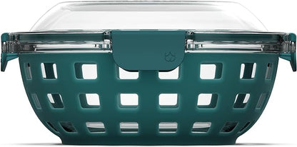 Ello Duraglass Meal Prep Container- Glass Food Storage Container with Silicone Sleeve and Airtight BPA-Free Plastic Lid, Dishwasher, Microwave, and Freezer Safe