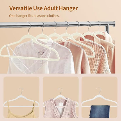 Stormix 36 Pack Velvet Hangers, 17.3 x 8.9 Inches Clothes Hangers, Non Slip Dresses Hangers with Shoulder Notches for Adult Cream